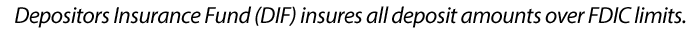 Depositors Insurance Fund (DIF) insures all deposits amounts over FDIC limits. Click to learn more about DIF Insurance.